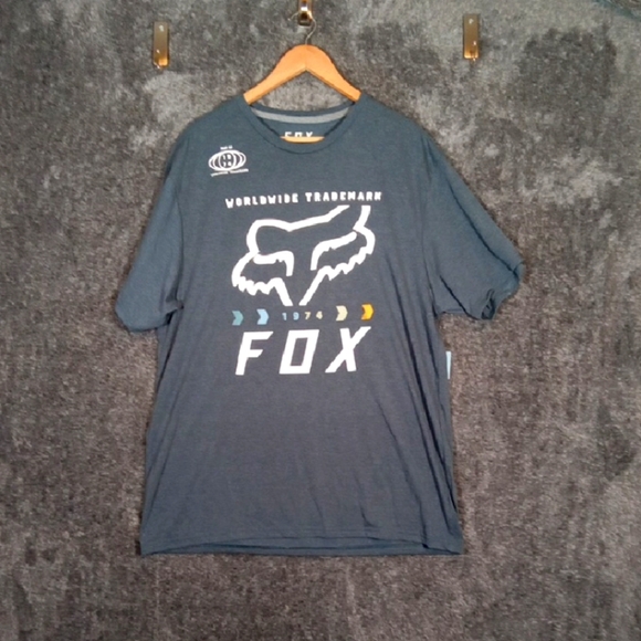 Fox Blue Short Sleeve Tee with Logo Dryrelease Freshguard Mens XXL - Picture 1 of 9